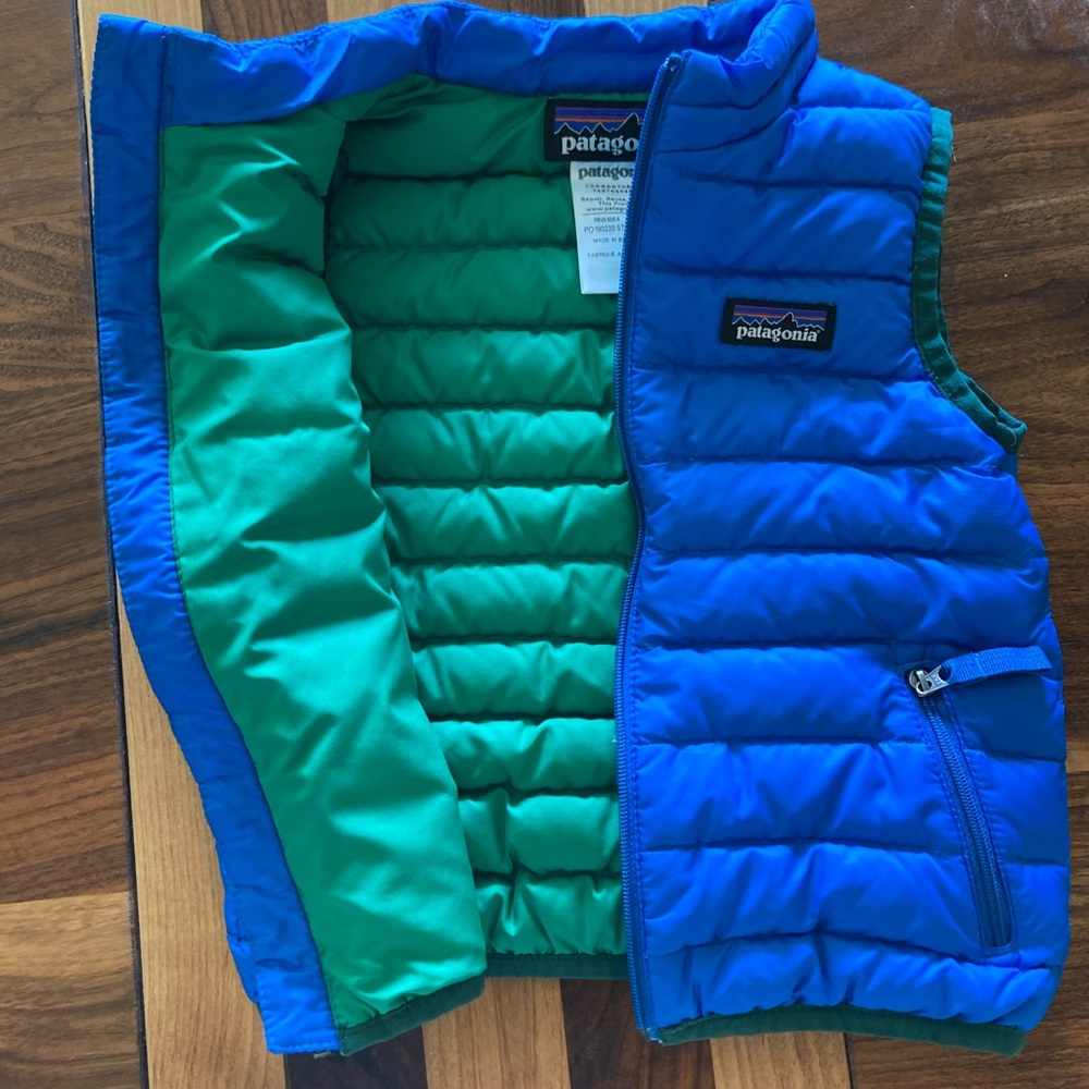 Patagonia Kids Blue and Green Puffer Vest